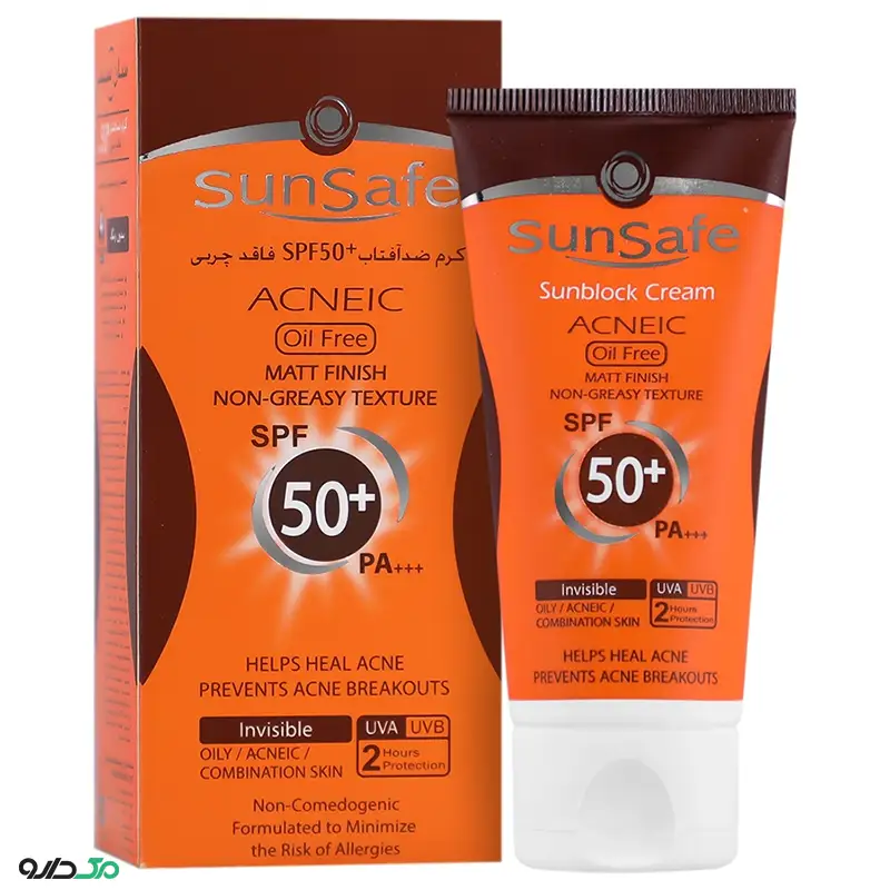 کرم ضد آفتاب بی رنگ بدون چربی آکنئیک SPF50 سان سیف